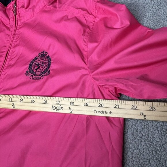 Lauren Ralph Lauren Jacket Womens Large Pink Crest Windbreaker Sporty Activewear - Picture 12 of 16